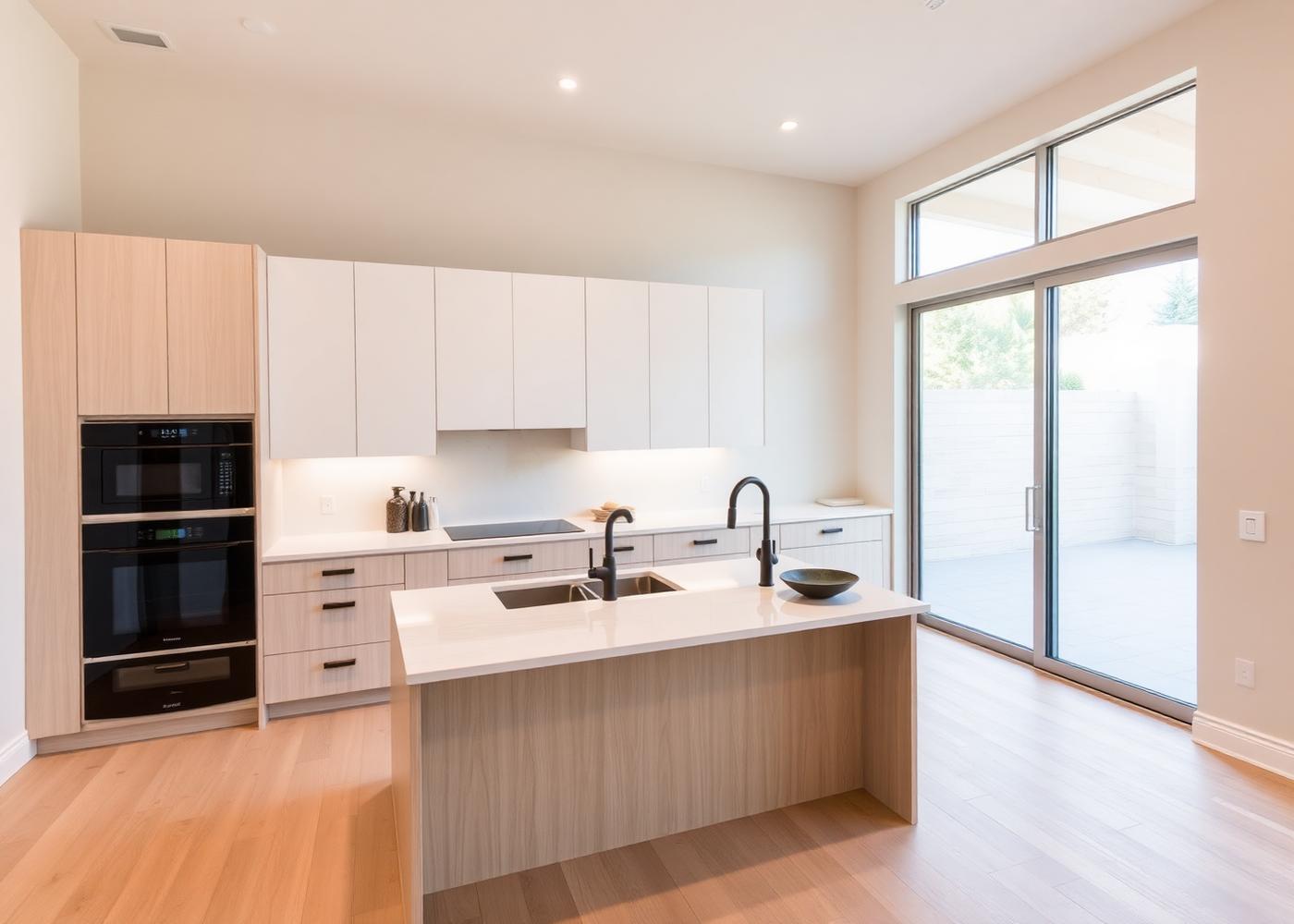 Interior of a newly built home with upgraded kitchen finishes